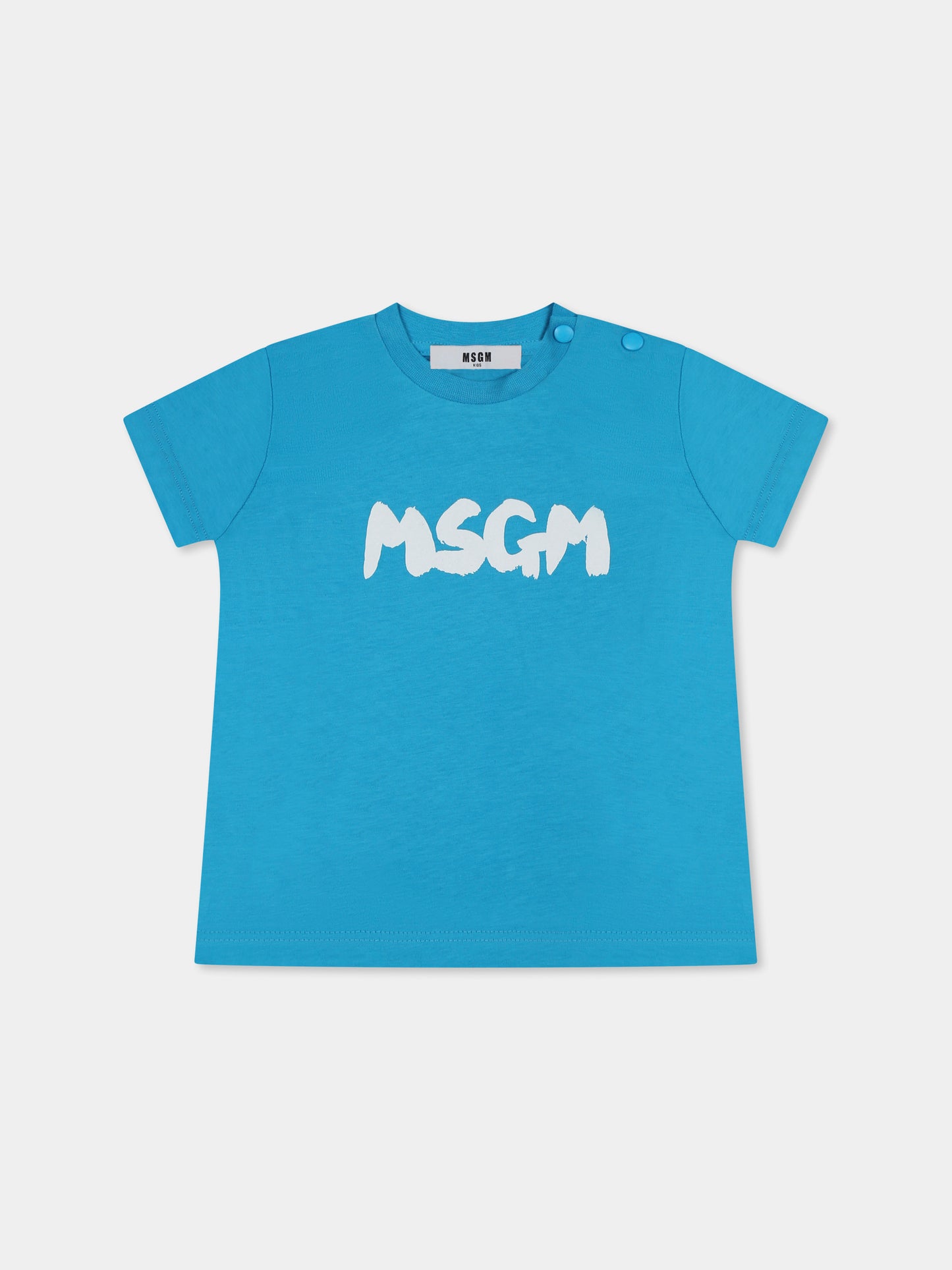 T-shirt azzurra per neonati con logo,Msgm Kids,S5MSUNTH310 MS011