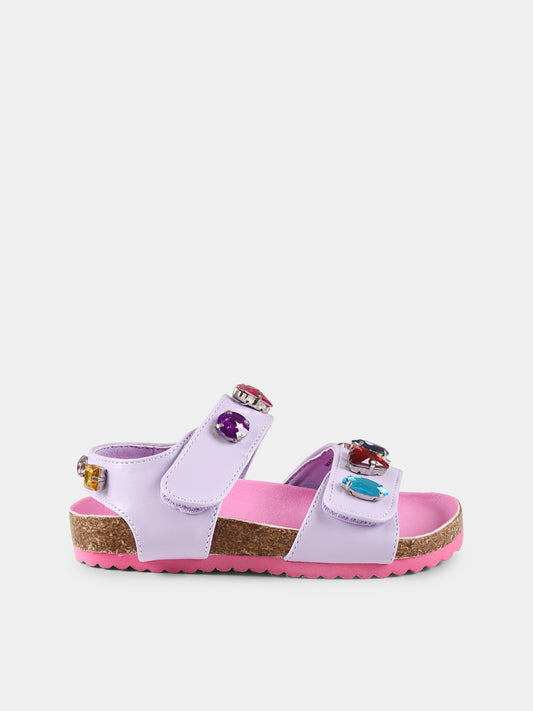 Sandali viola per bambina con cristalli,Stella Mccartney Kids,TW0B96 Z2947 522