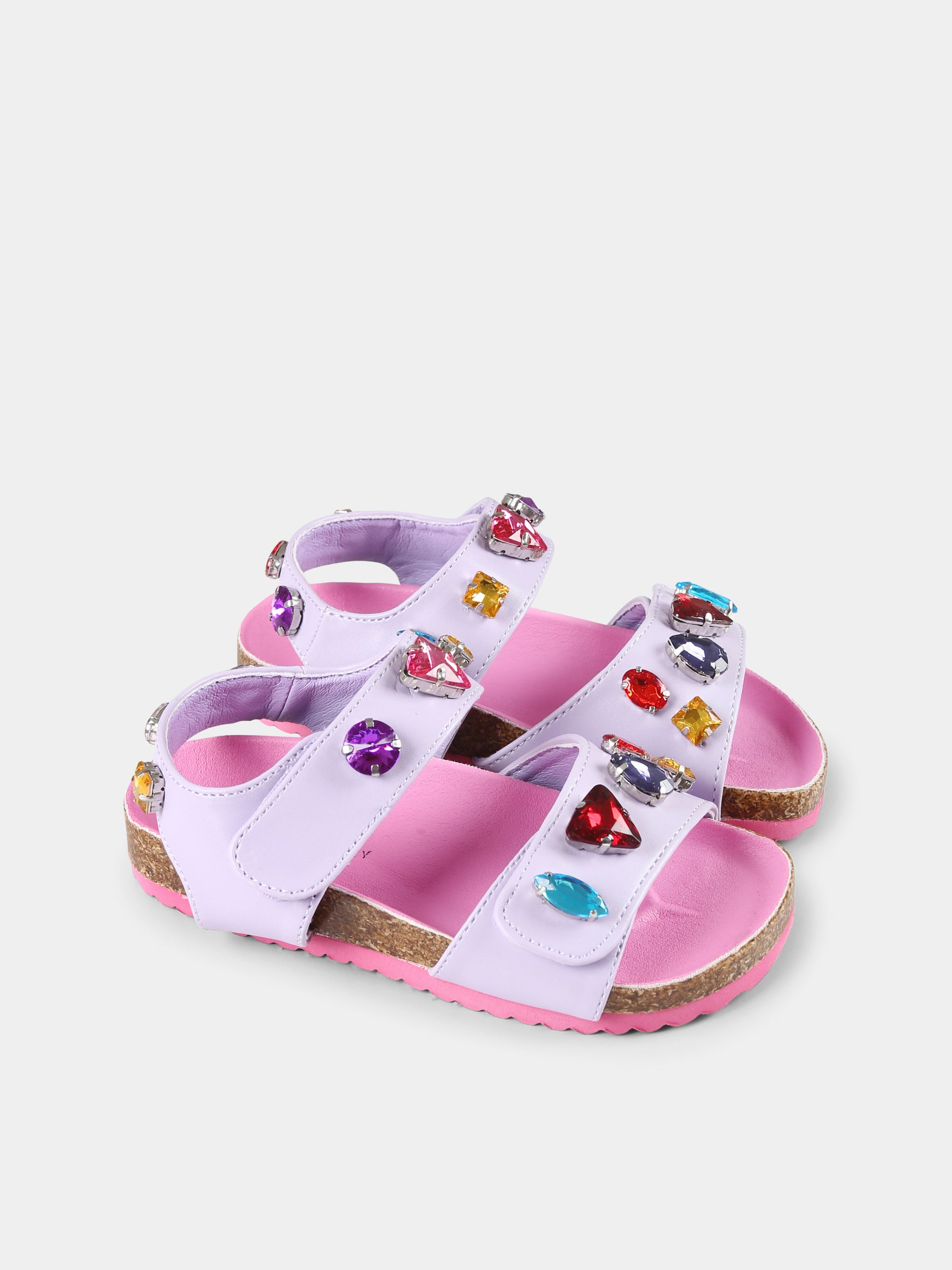 Sandali viola per bambina con cristalli,Stella Mccartney Kids,TW0B96 Z2947 522