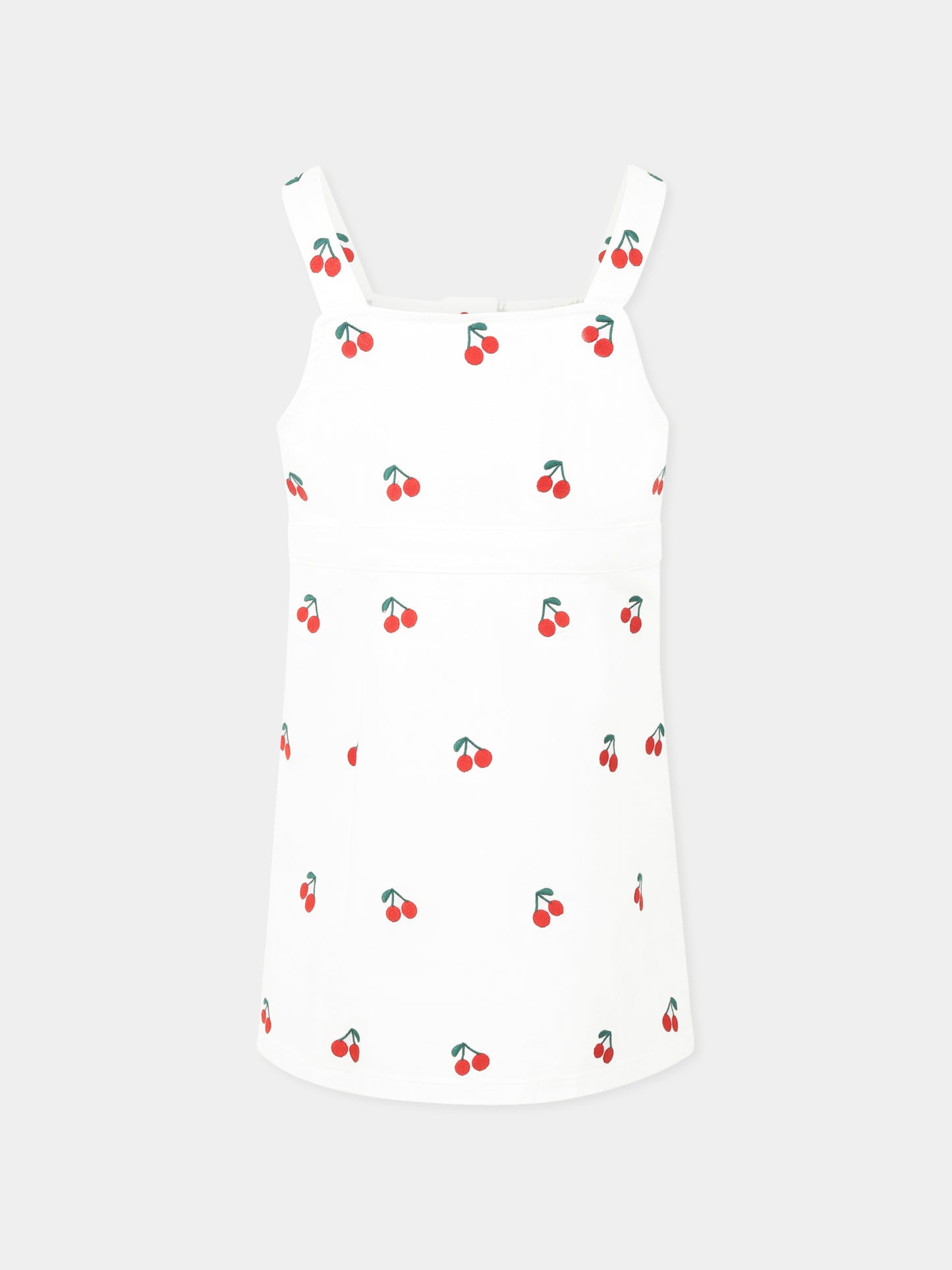 Salopette bianca per bambina con ciliegie all over,Stella Mccartney Kids,TW1B82 Z2573 101EM