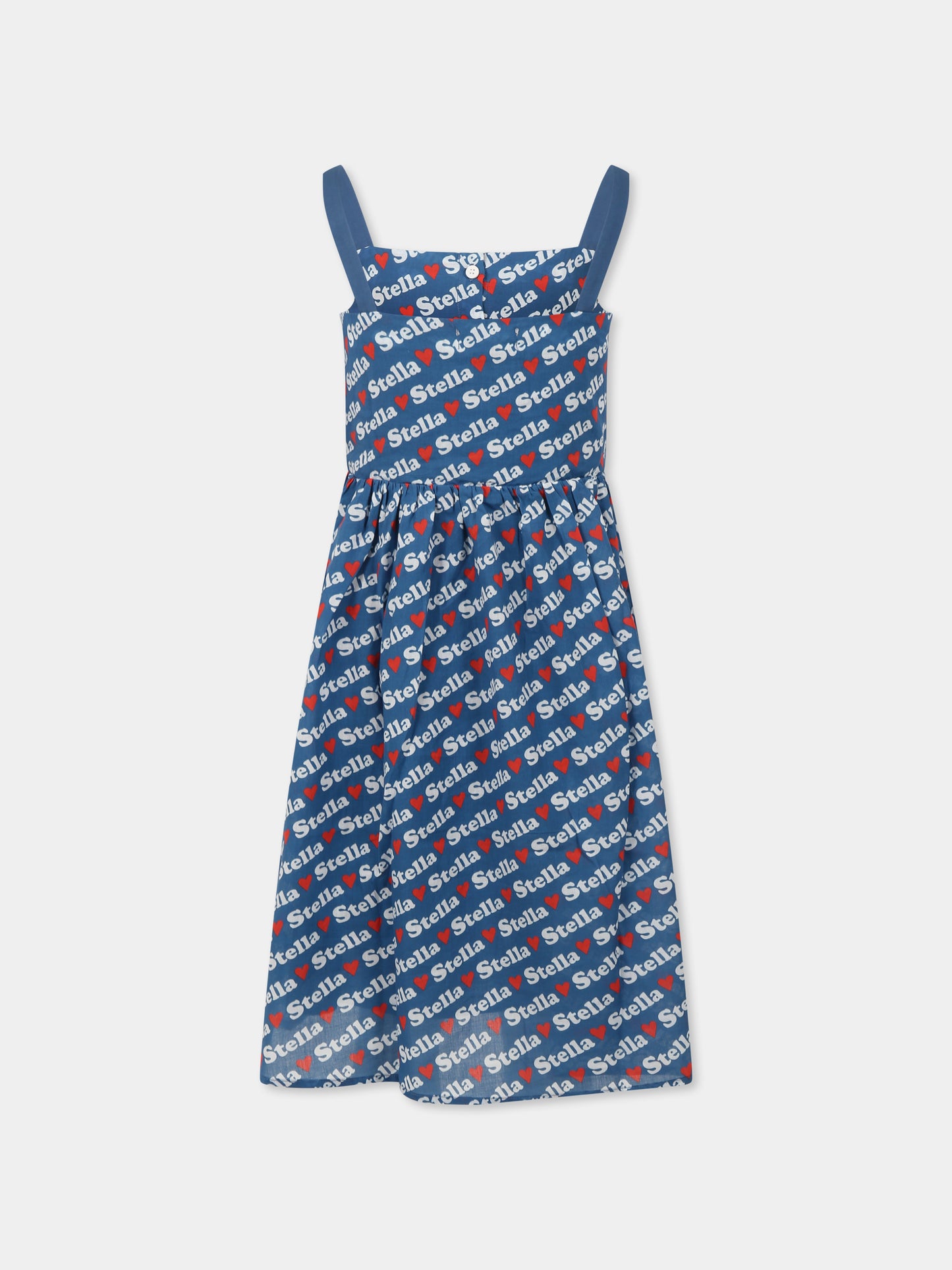 Vestito blu per bambina con logo all over,Stella Mccartney Kids,TW1D52 Z2563 60HMC