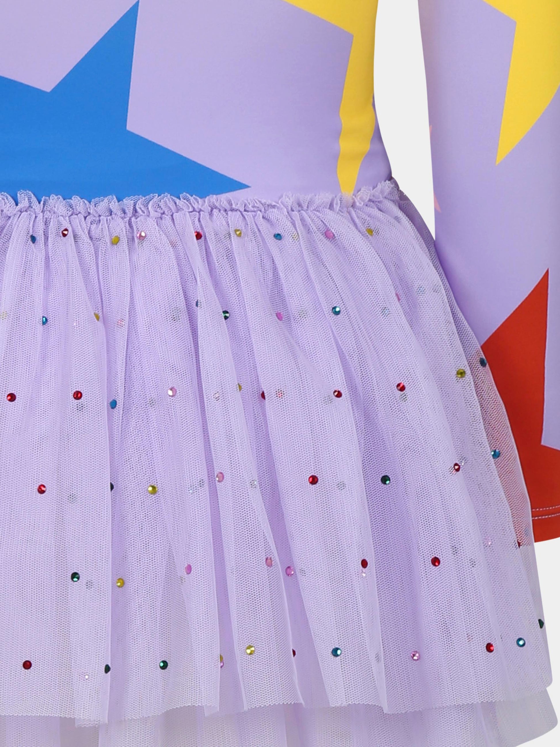 Vestito viola per bambina con stelle e strass,Stella Mccartney Kids,TW1D80 Z2708 522MC