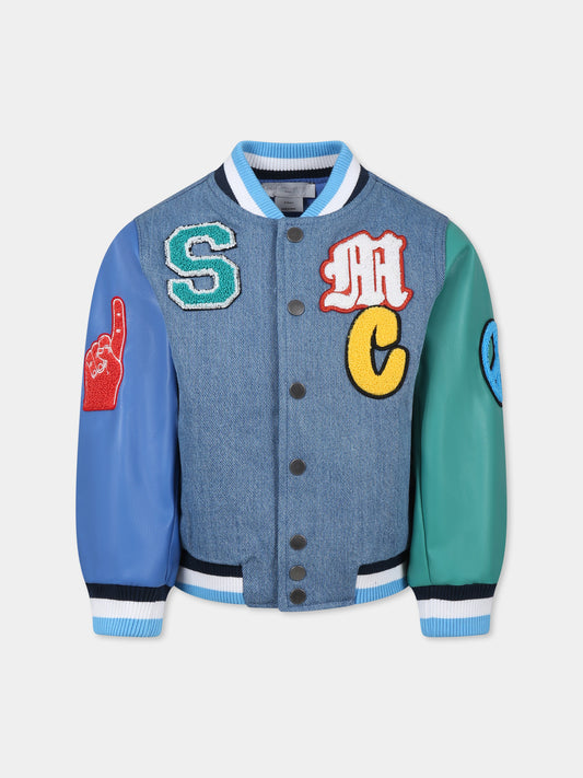 Bomber denim per bambino con ricami,Stella Mccartney Kids,TW2P77 Z0746 999