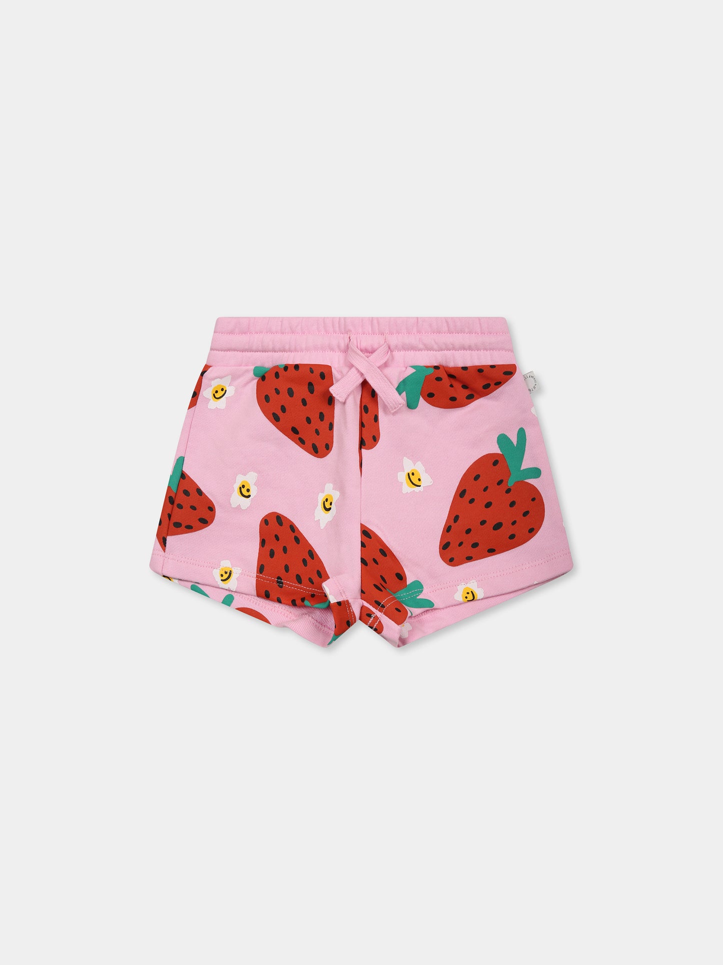 Shorts rosa per neonata con stampa fragole