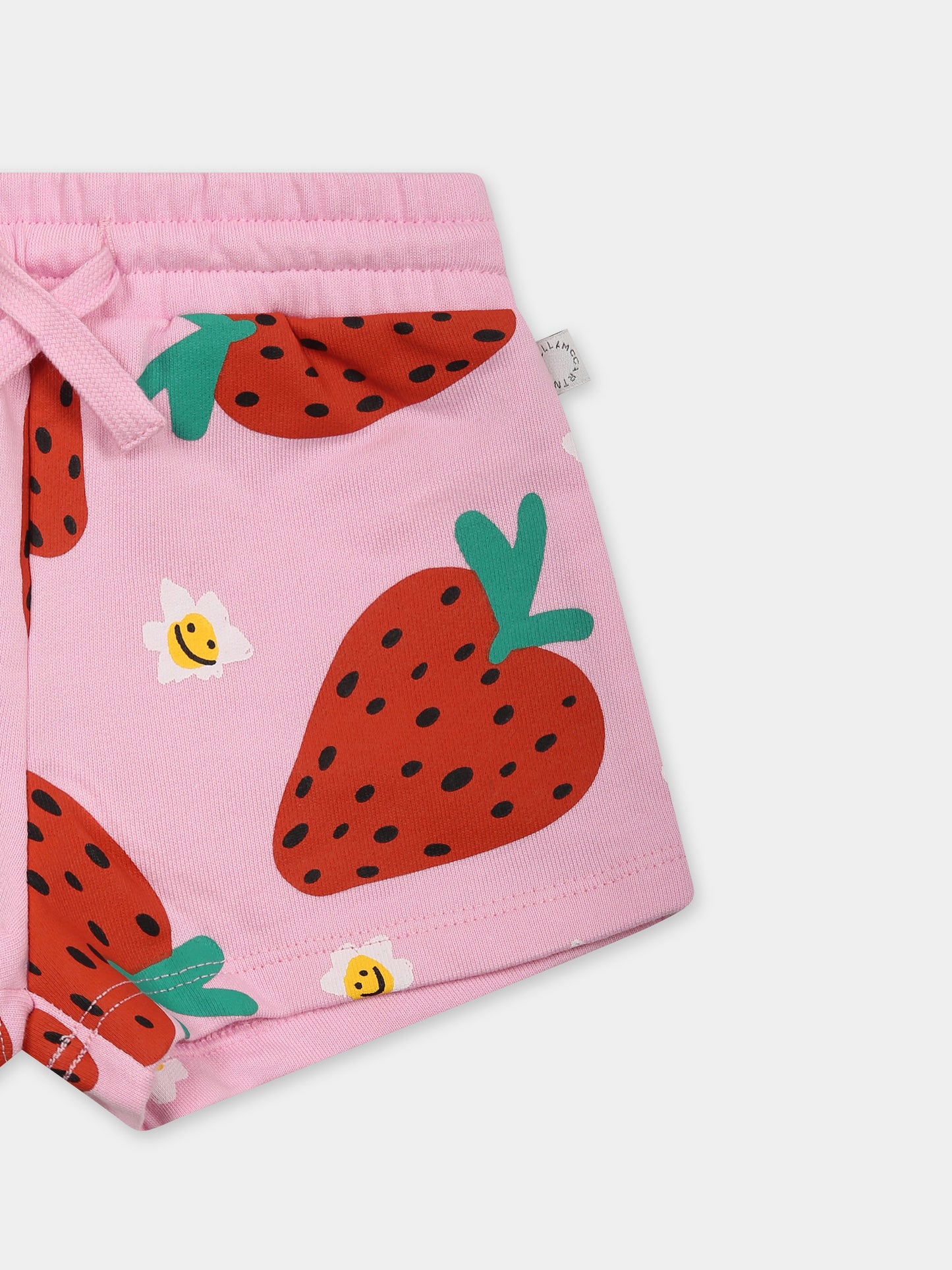 Shorts rosa per neonata con stampa fragole