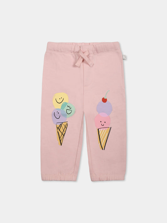 Pantaloni rosa per neonata con gelati