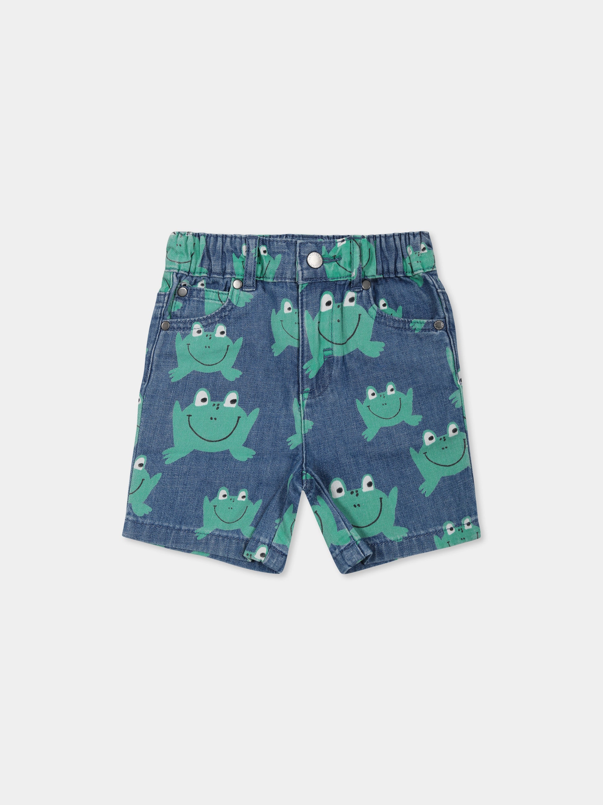 Shorts blu per neonato con rane e logo,Stella Mccartney Kids,TW6589 Z2768 601MC