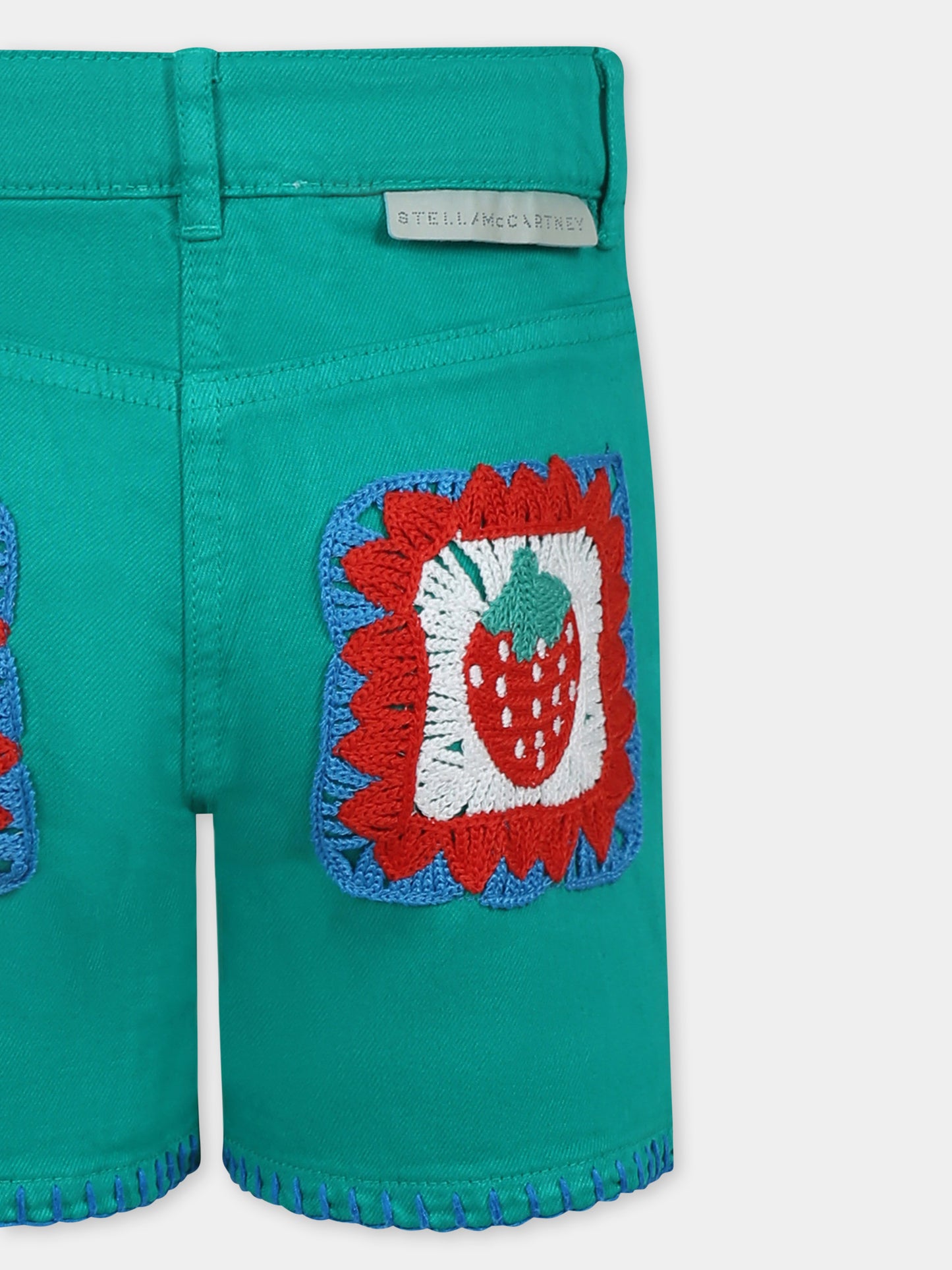 Shorts verdi per bambina con fragola