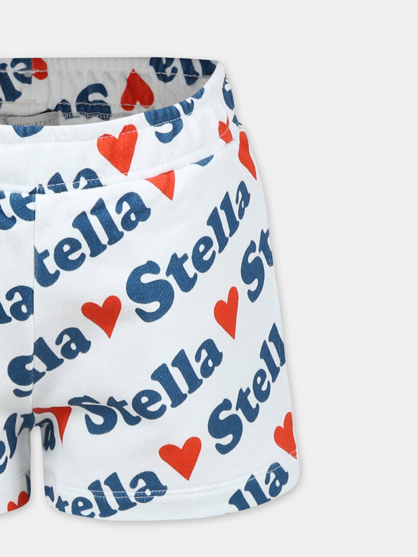 Shorts bianchi per bambina con logo all over,Stella Mccartney Kids,TW6E29 Z2533 101MC