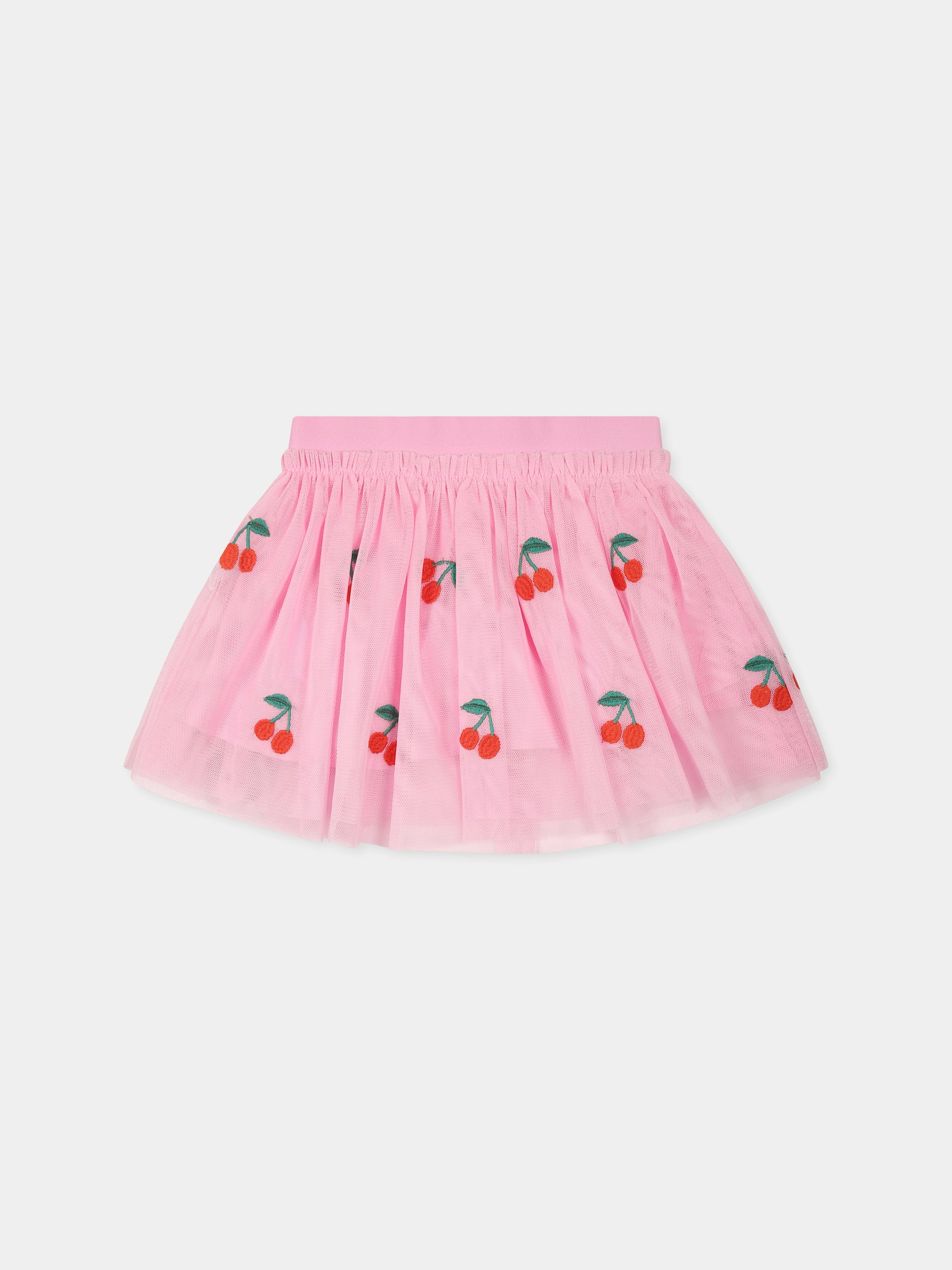 Gonna rosa per neonata con ciliegie all over,Stella Mccartney Kids,TW7011 Z2726 51CEM