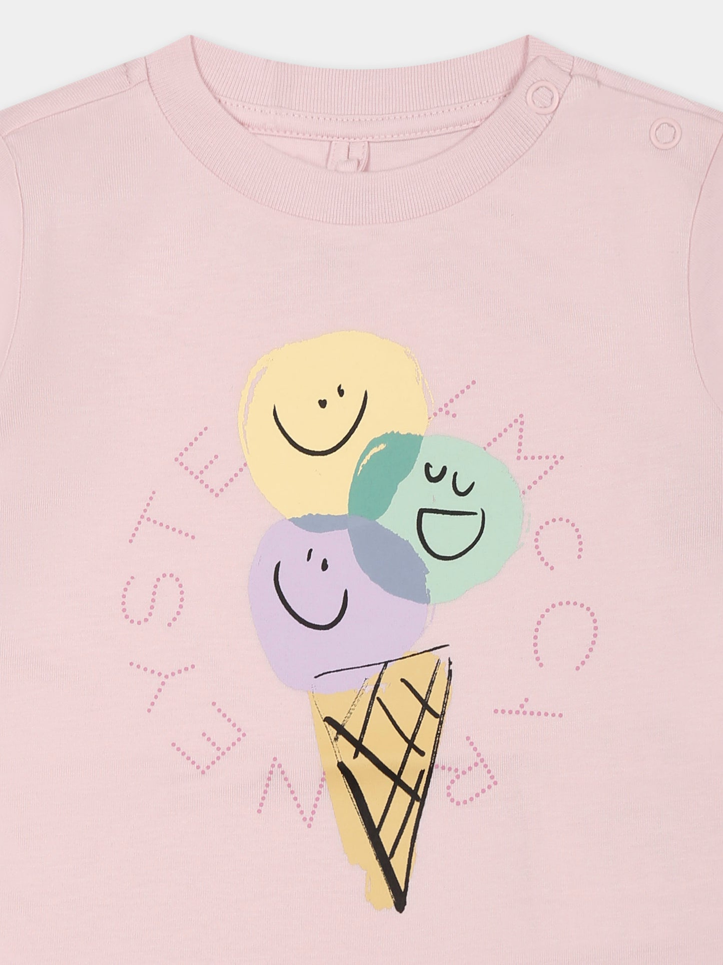 T-shirt rosa per neonata con gelato,Stella Mccartney Kids,TW8171 Z0434 545