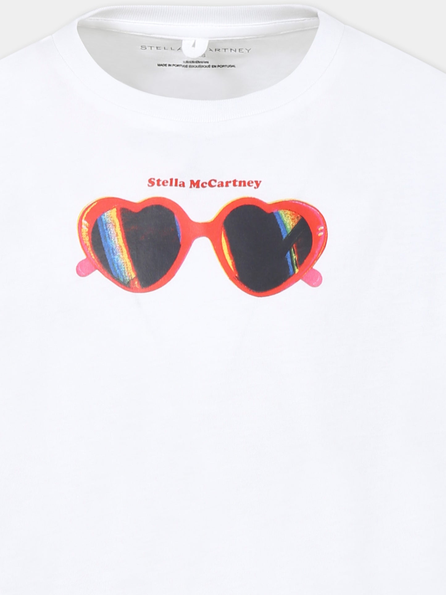 T-shirt bianca per bambina con occhiali da sole,Stella Mccartney Kids,TW8C81 Z0434 100