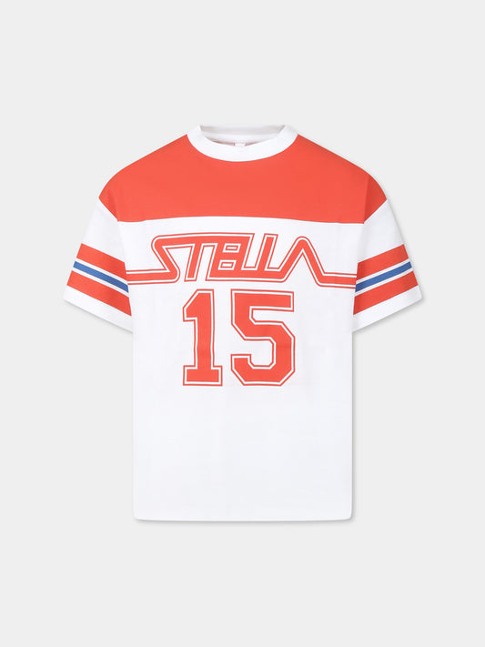 T-shirt bianca per bambino con logo e numeri