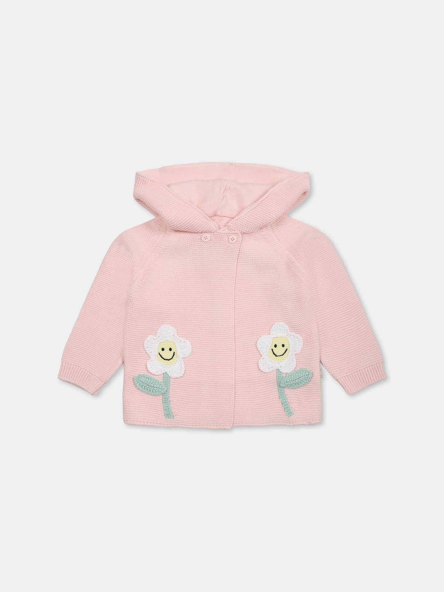 Cardigan rosa per neonata con fiori