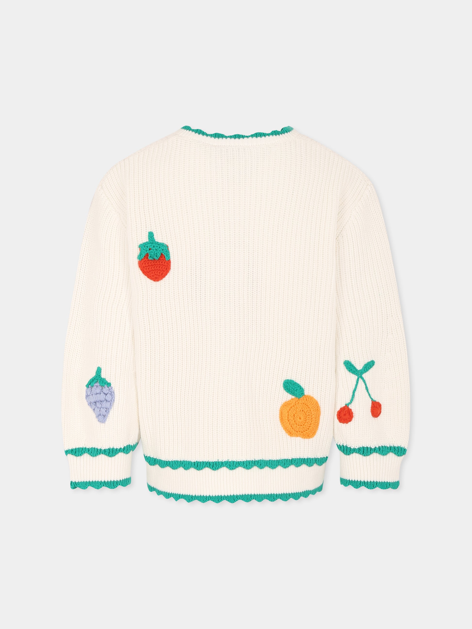 Cardigan bianco per bambina con frutta,Stella Mccartney Kids,TW9A30 Z1876 101