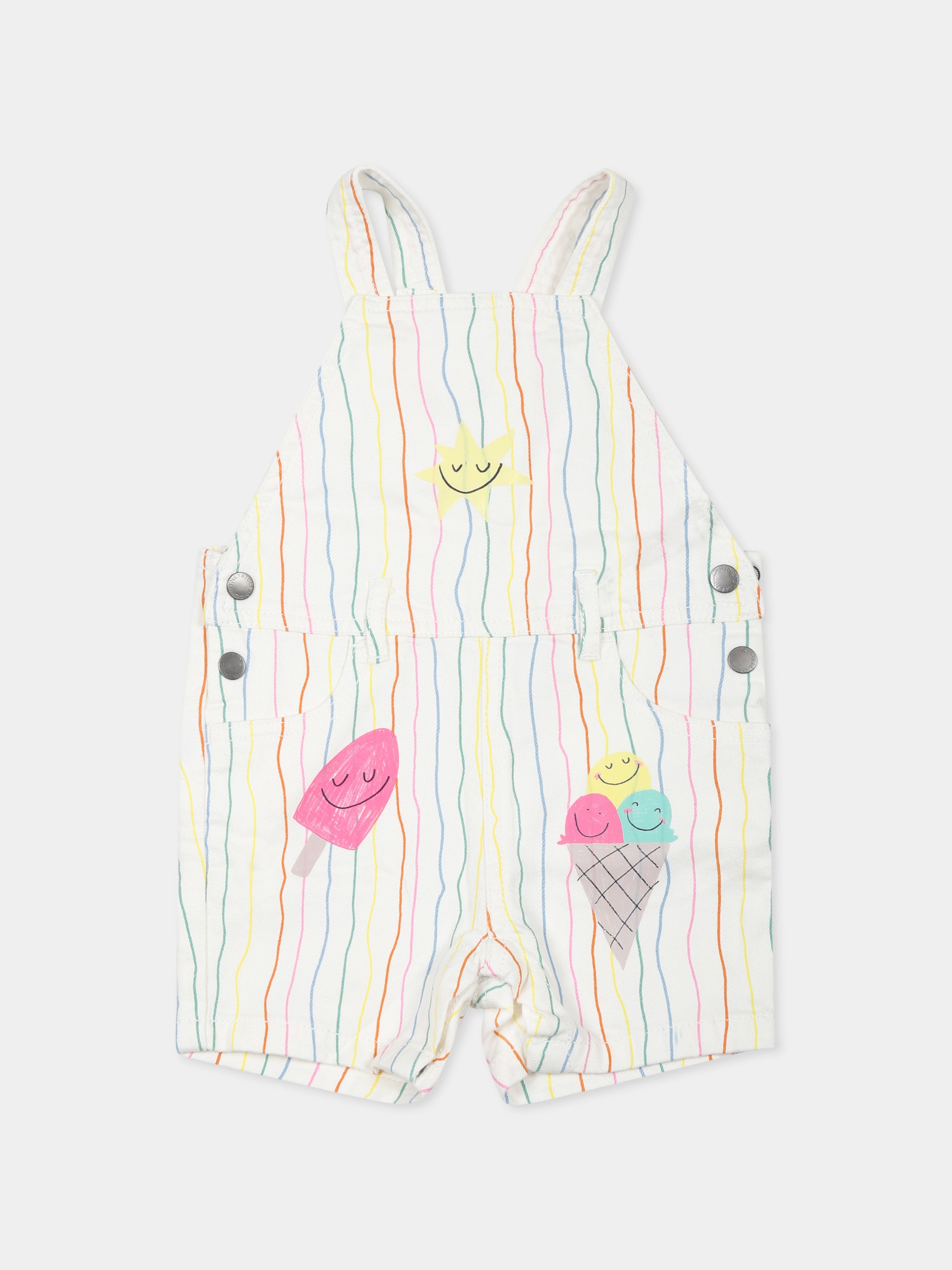 Salopette bianca per neonata con gelati,Stella Mccartney Kids,TWA072 Z2762 101MC