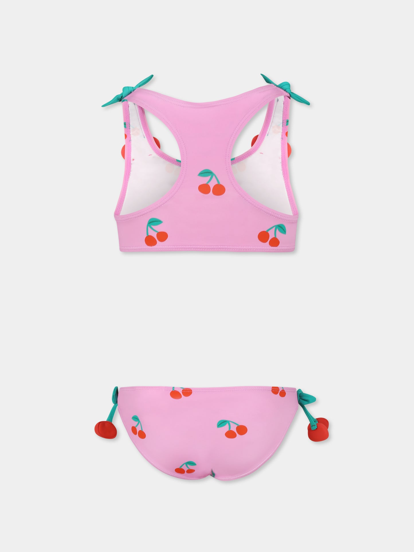 Bikini rosa per bambina con ciliegie