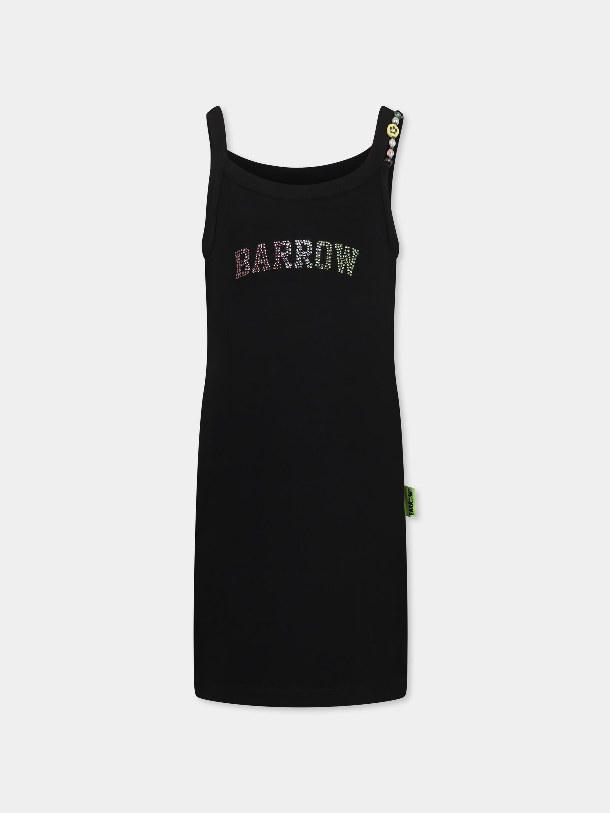 Vestito nero per bambina con logo e strass,Barrow,S5BKJGDR110 110