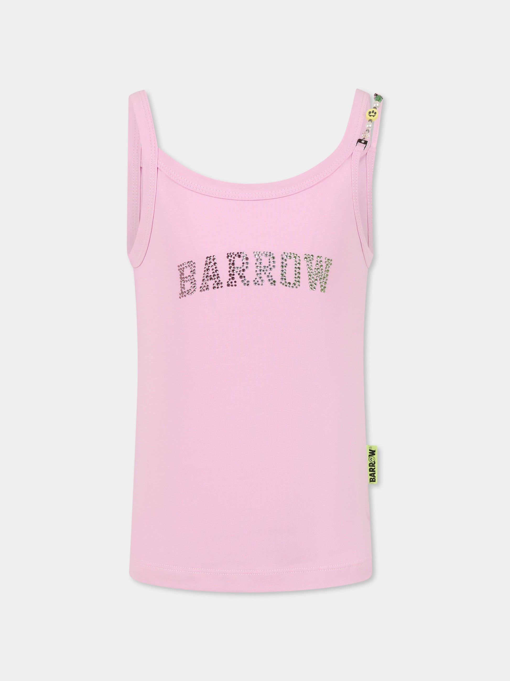 Canotta rosa per bambina con logo e strass,Barrow,S5BKJGTA103 BW014