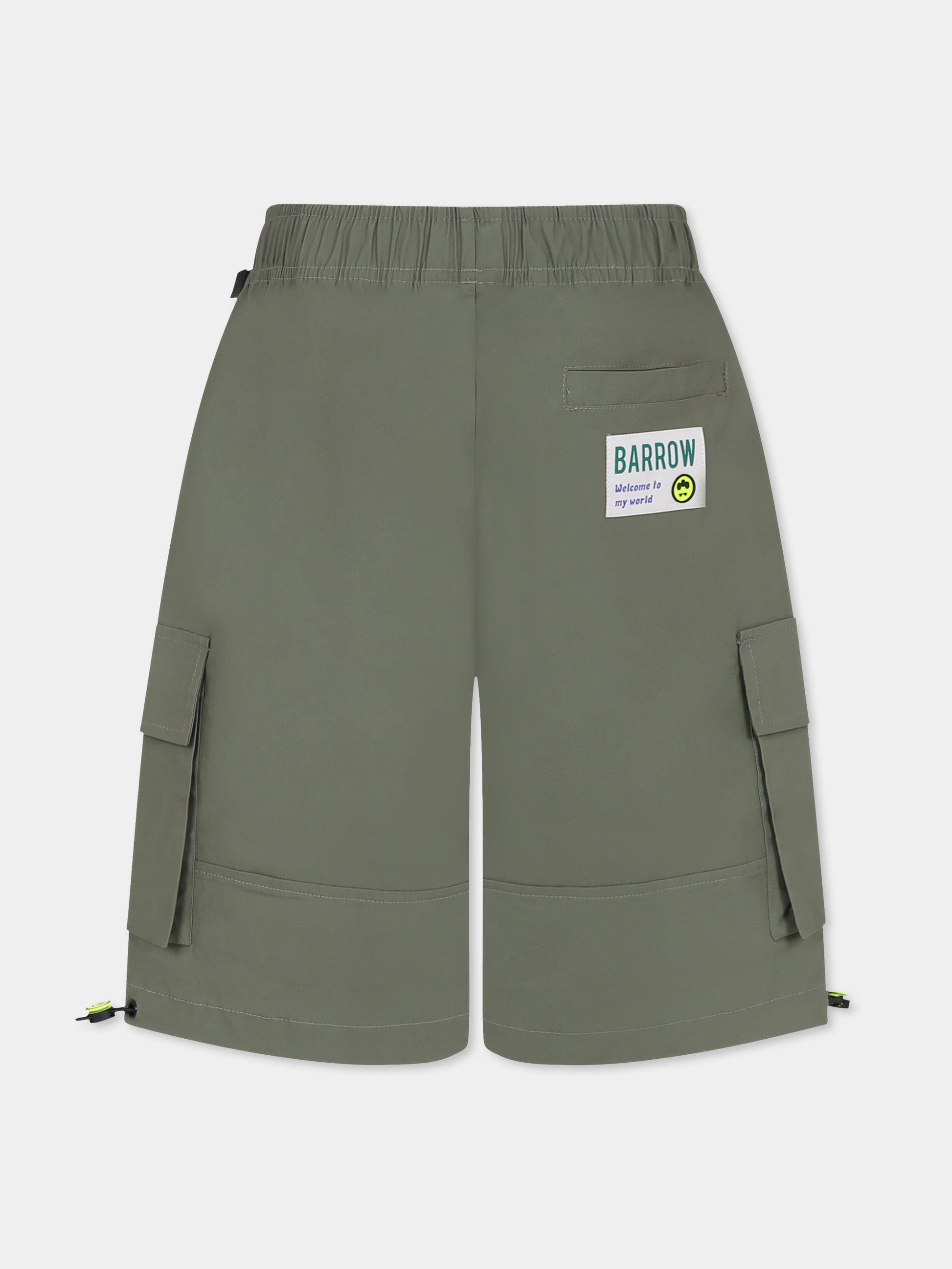 Shorts verdi per bambini con patch,Barrow,S5BKJUBE036 082