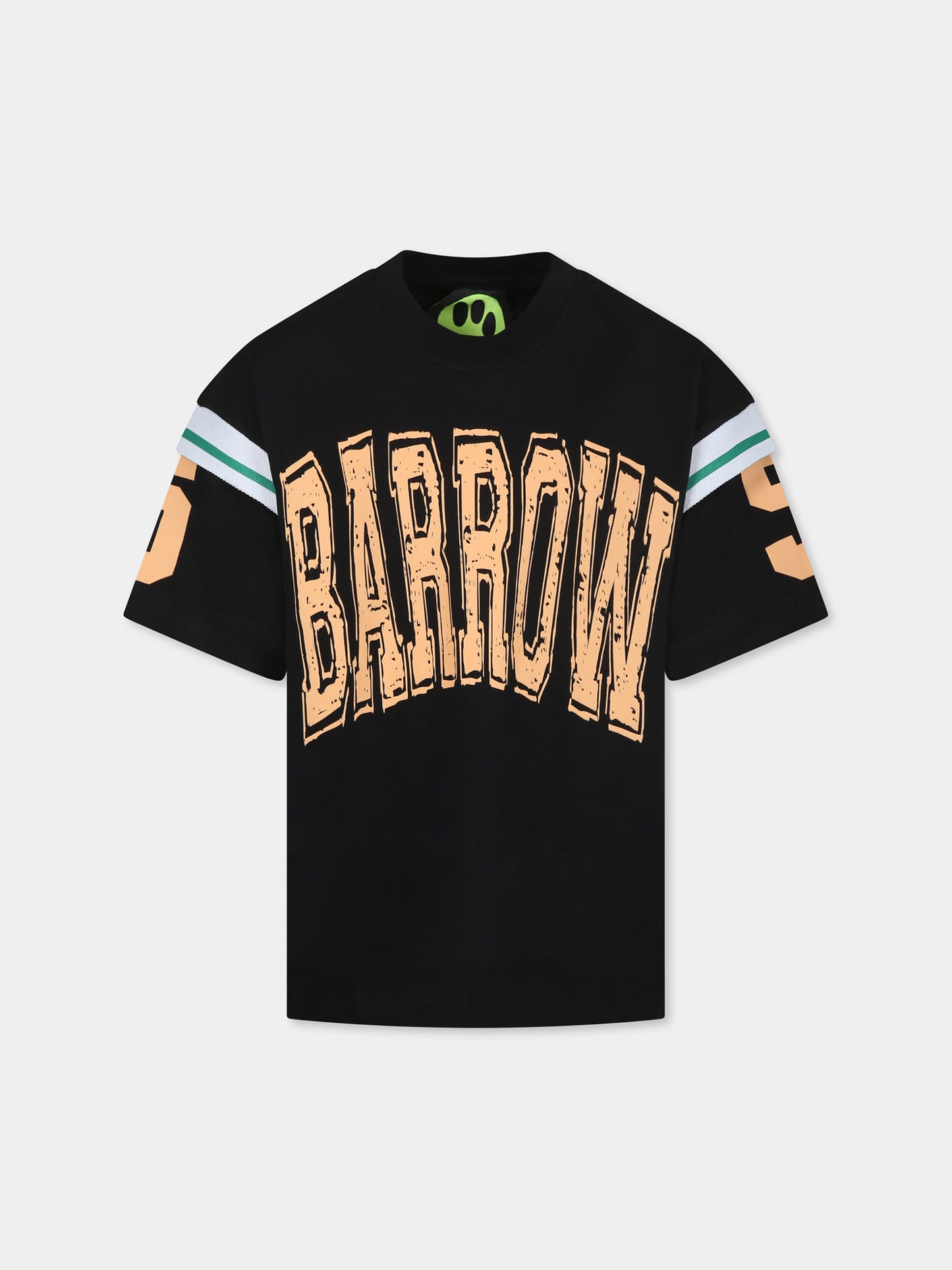 T-shirt nera per bambini con logo e smile