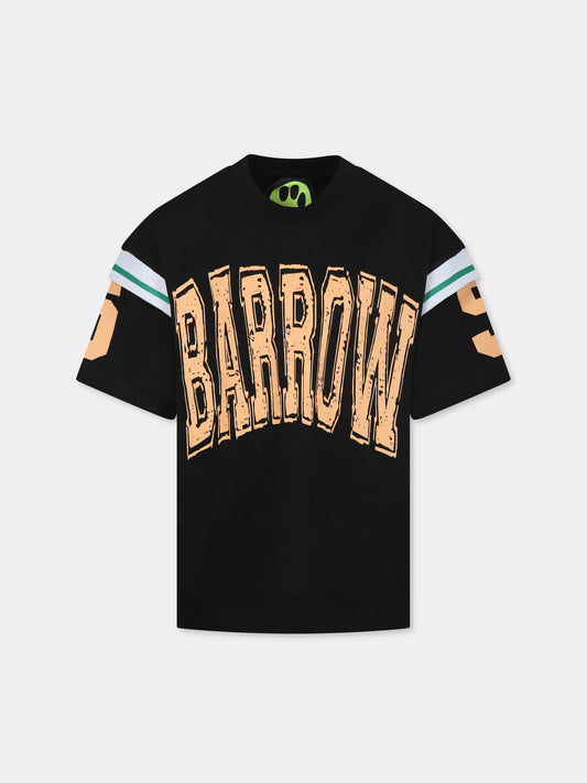 T-shirt nera per bambini con logo e smile