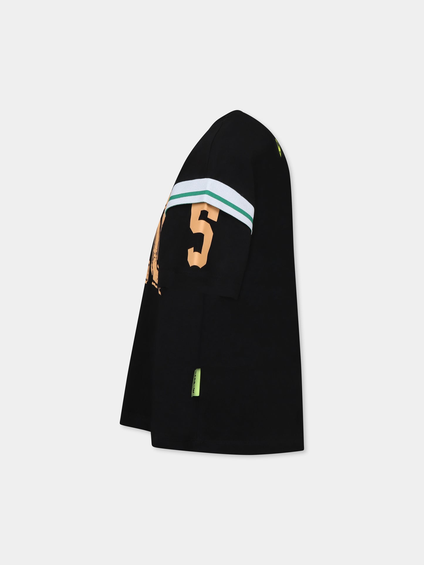 T-shirt nera per bambini con logo e smile