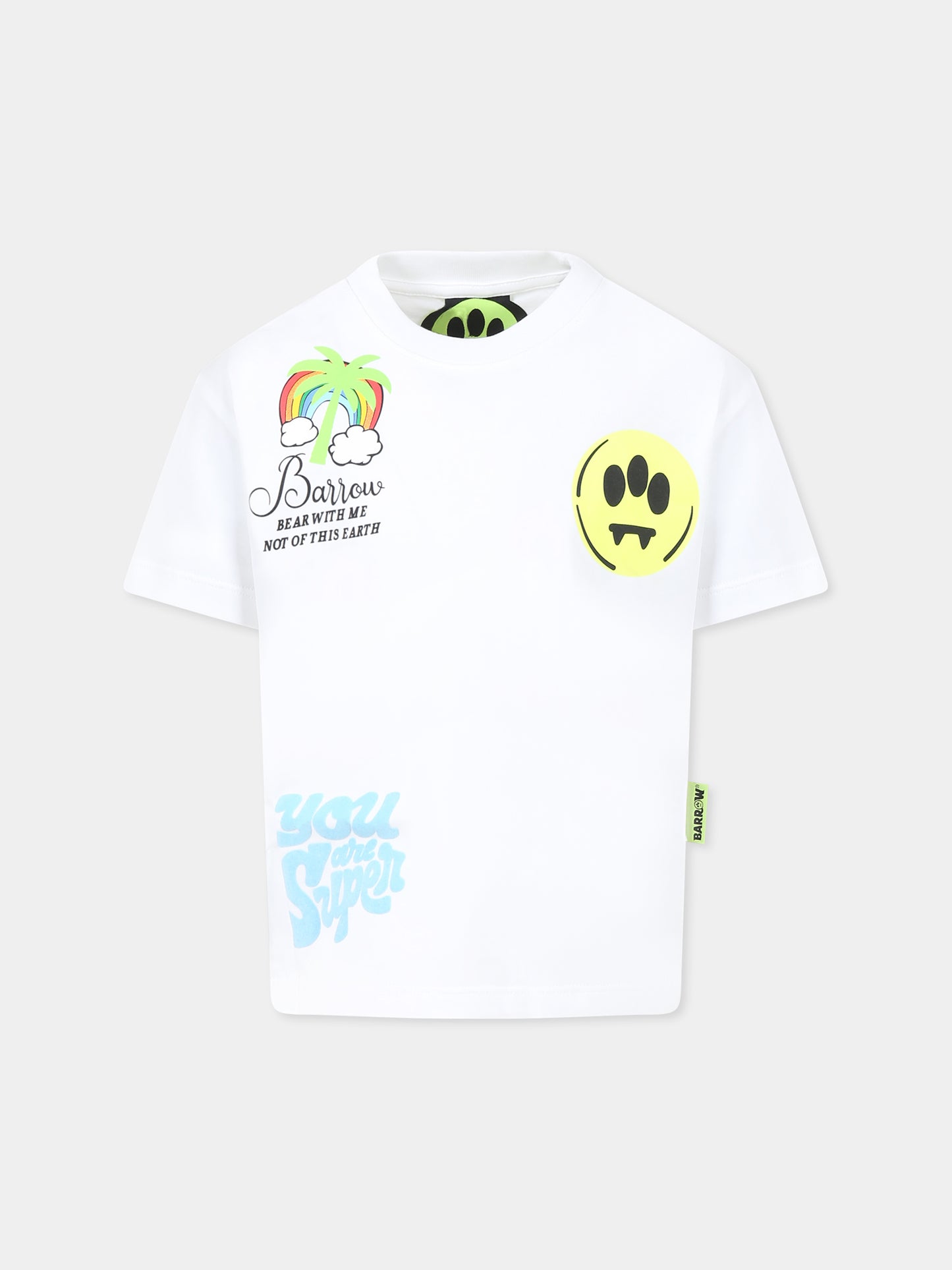 T-shirt bianca per bambini con smile e stampa Bear