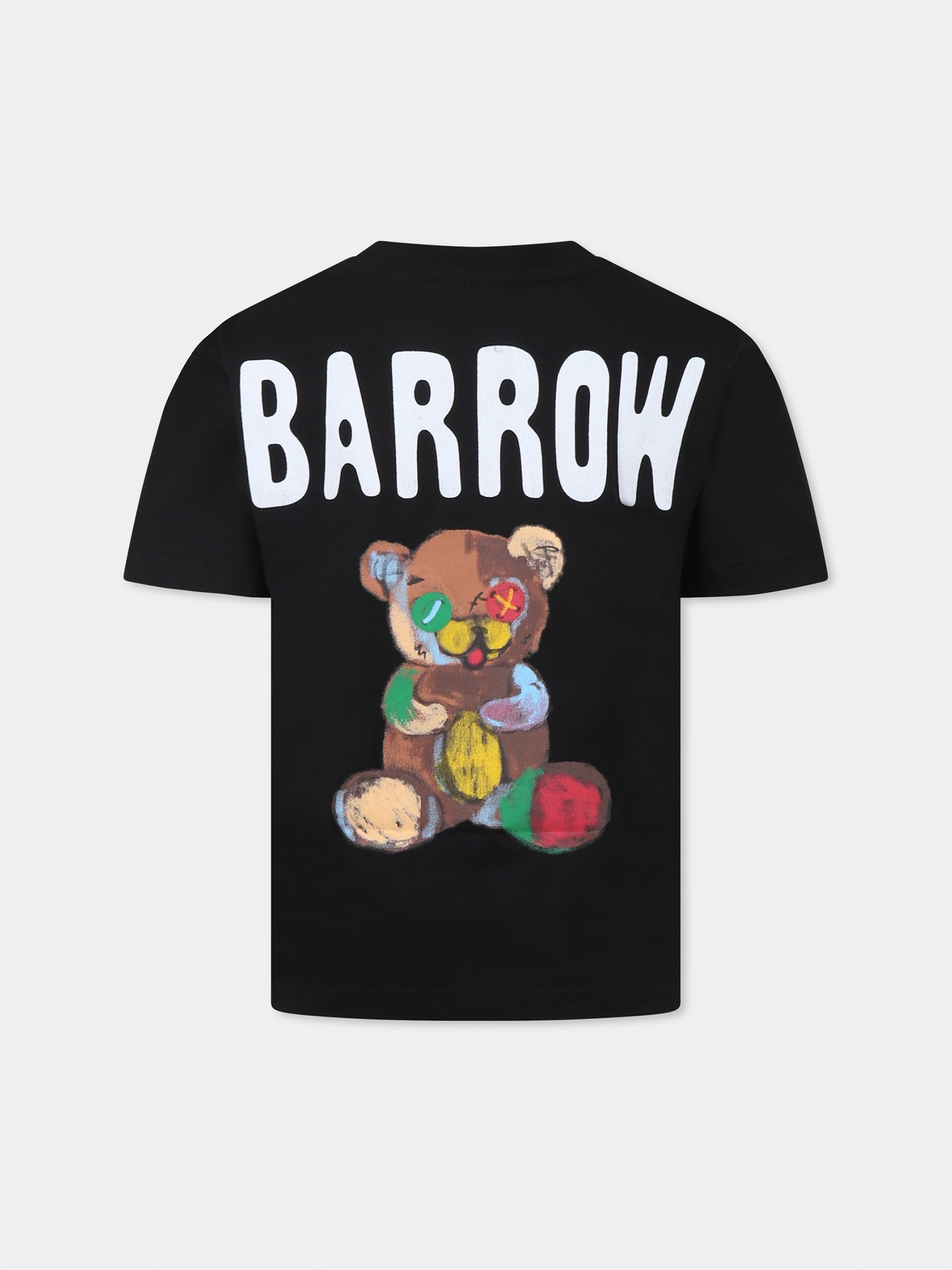 T-shirt nera per bambini con smile e stampa Bear