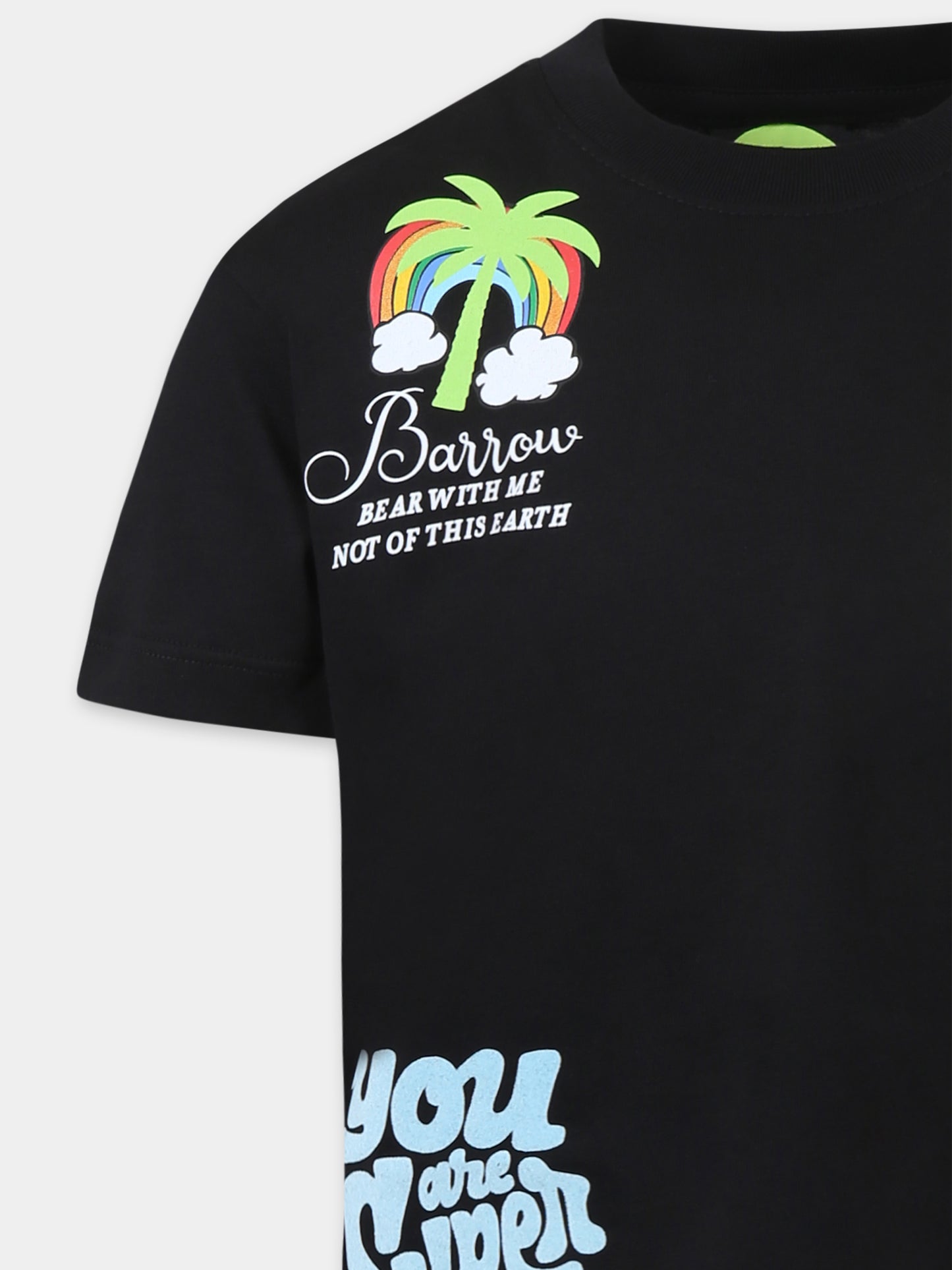 T-shirt nera per bambini con smile e stampa Bear