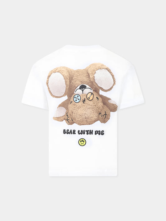 T-shirt bianca per bambini con logo e stampa Bear,Barrow,S5BKJUTH029 002