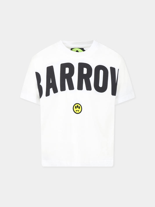 T-shirt bianca per bambini con logo e smile