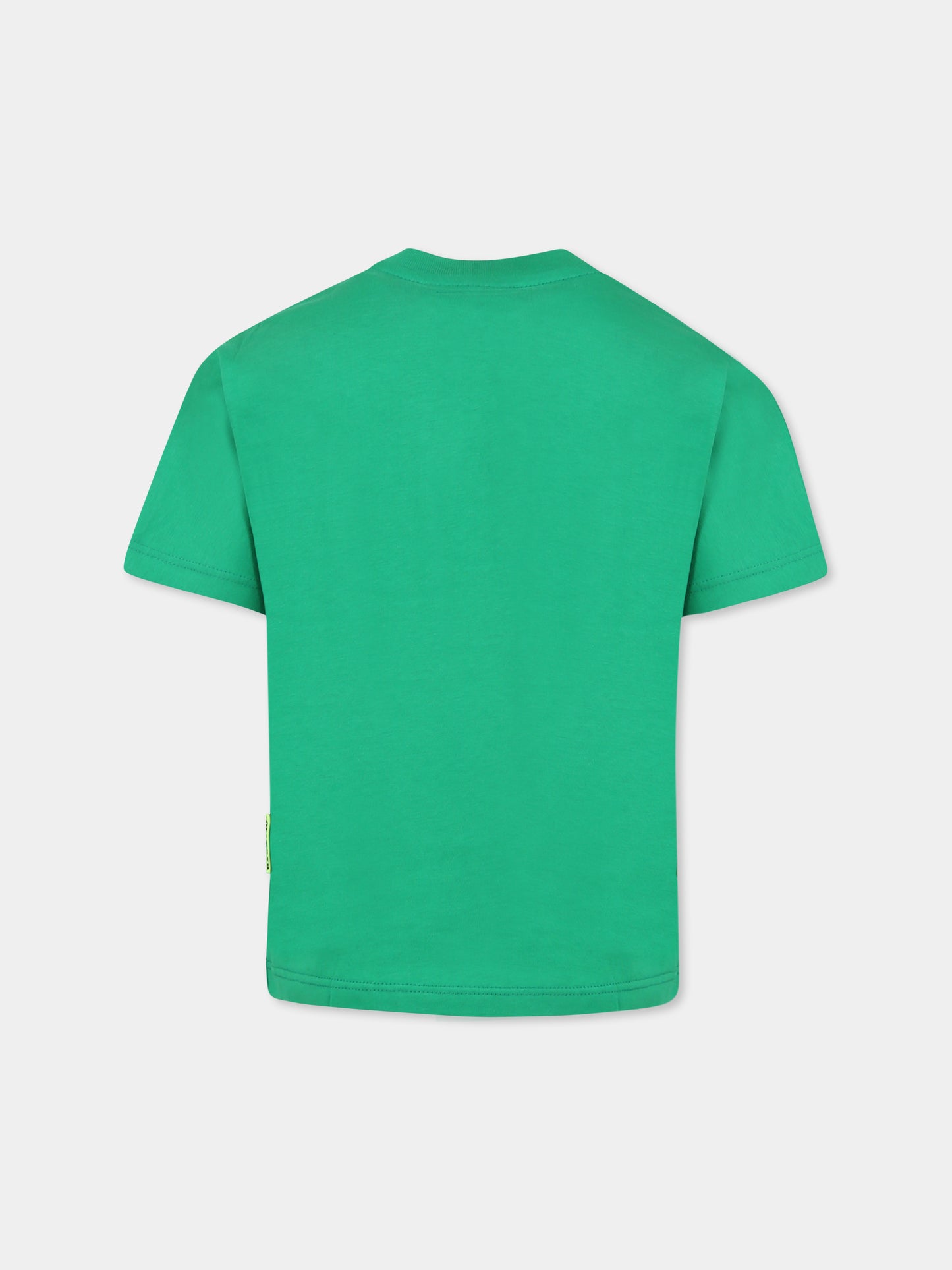 T-shirt verde per bambini con logo e smile,Barrow,S5BKJUTH063 BW012