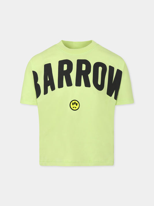 T-shirt verde per bambini con logo e smile