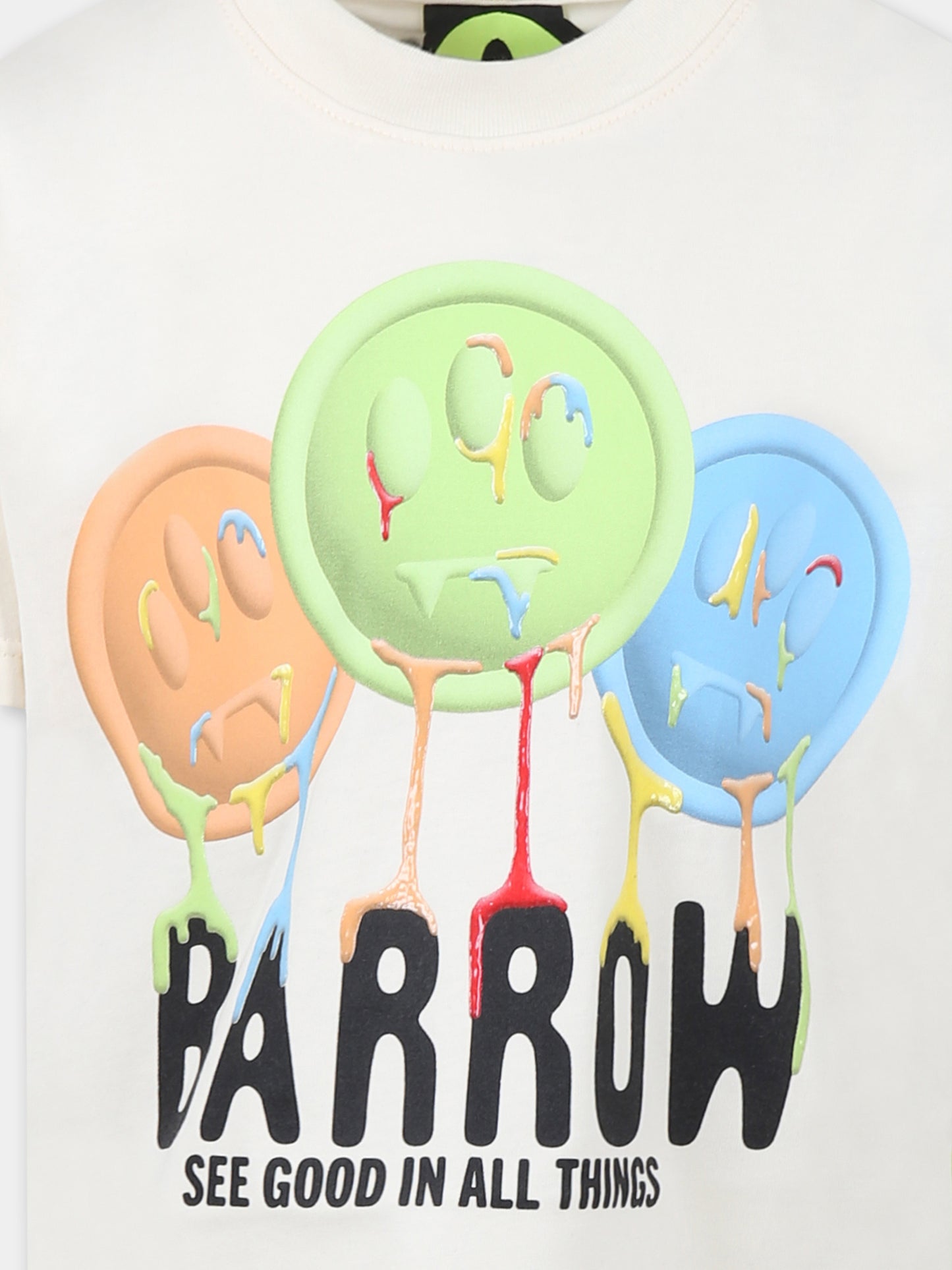 T-shirt avorio per bambini con logo e smile