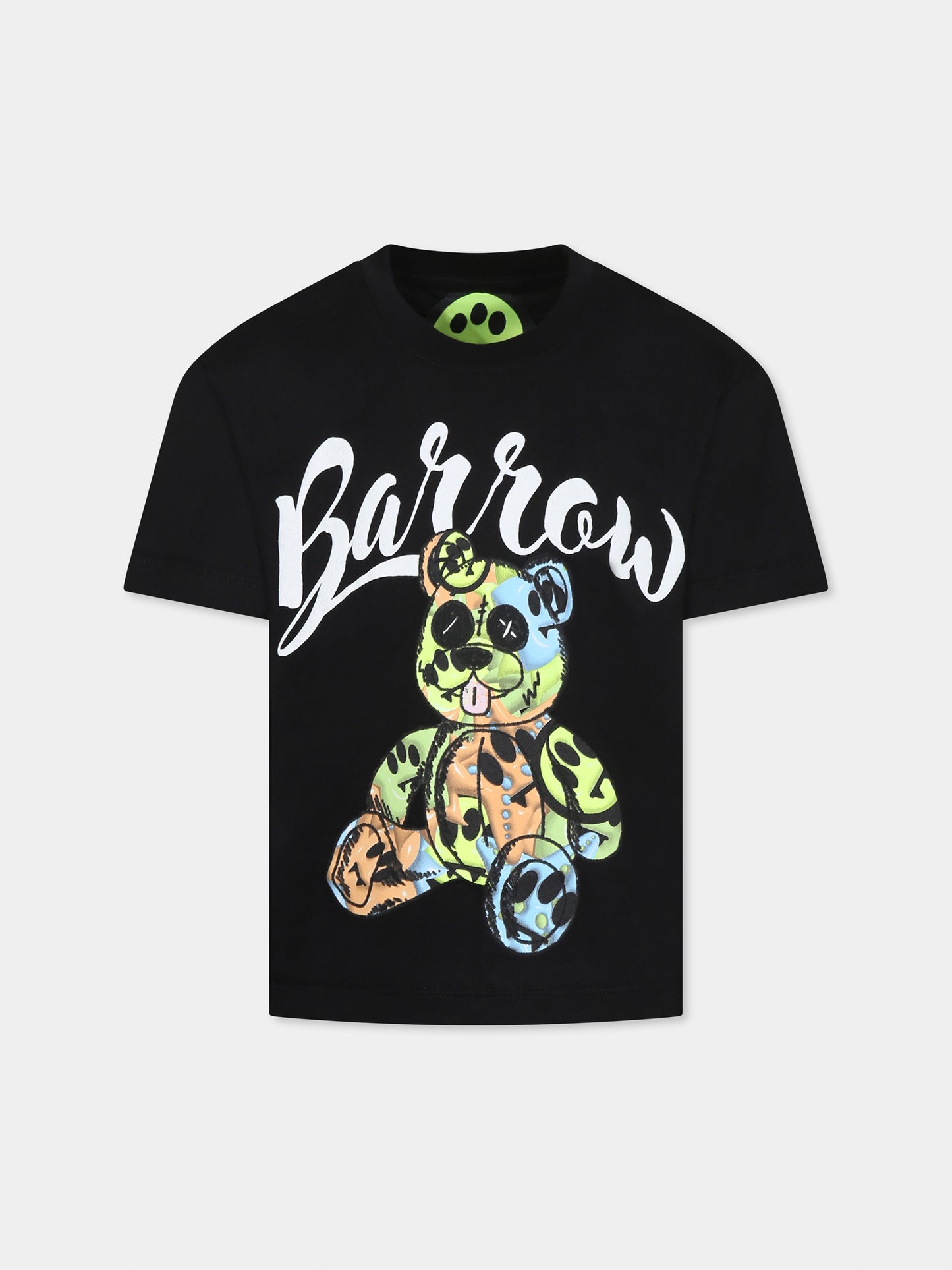 T-shirt nera per bambini con stampa Bear