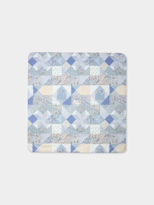 Coperta celeste per neonato con stampa patchwork Paisely,Etro,GW0510 J0473 603CE