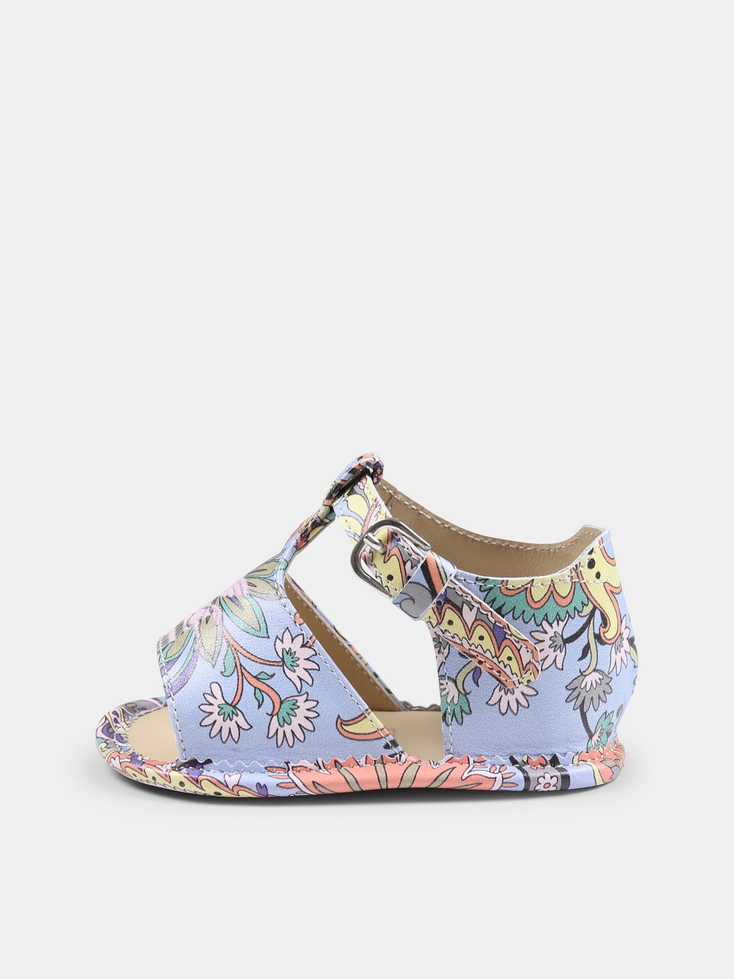 Sandali celesti per neonata con stampa Paisley,Etro,GW0546 Z2997 685MC