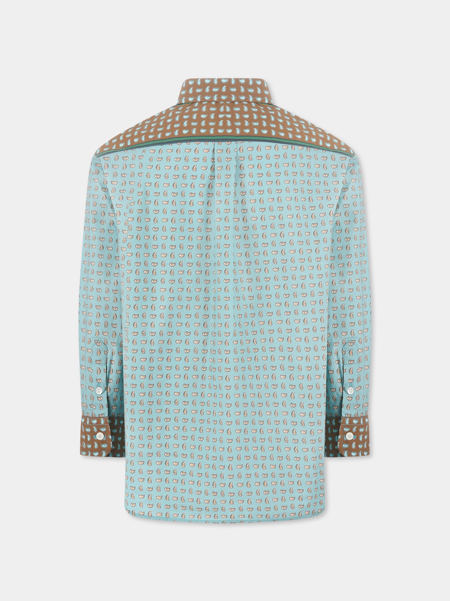 Camicia celeste per bambino con stampa Paisley,Etro,GW5P00 P0476 60IMA