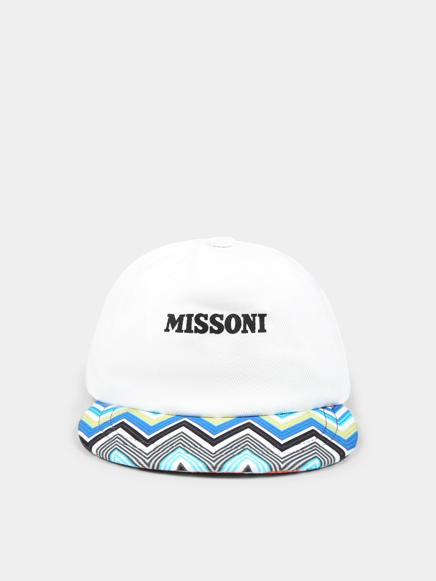 Cappello bianco per bambino con logo e motivo chevron