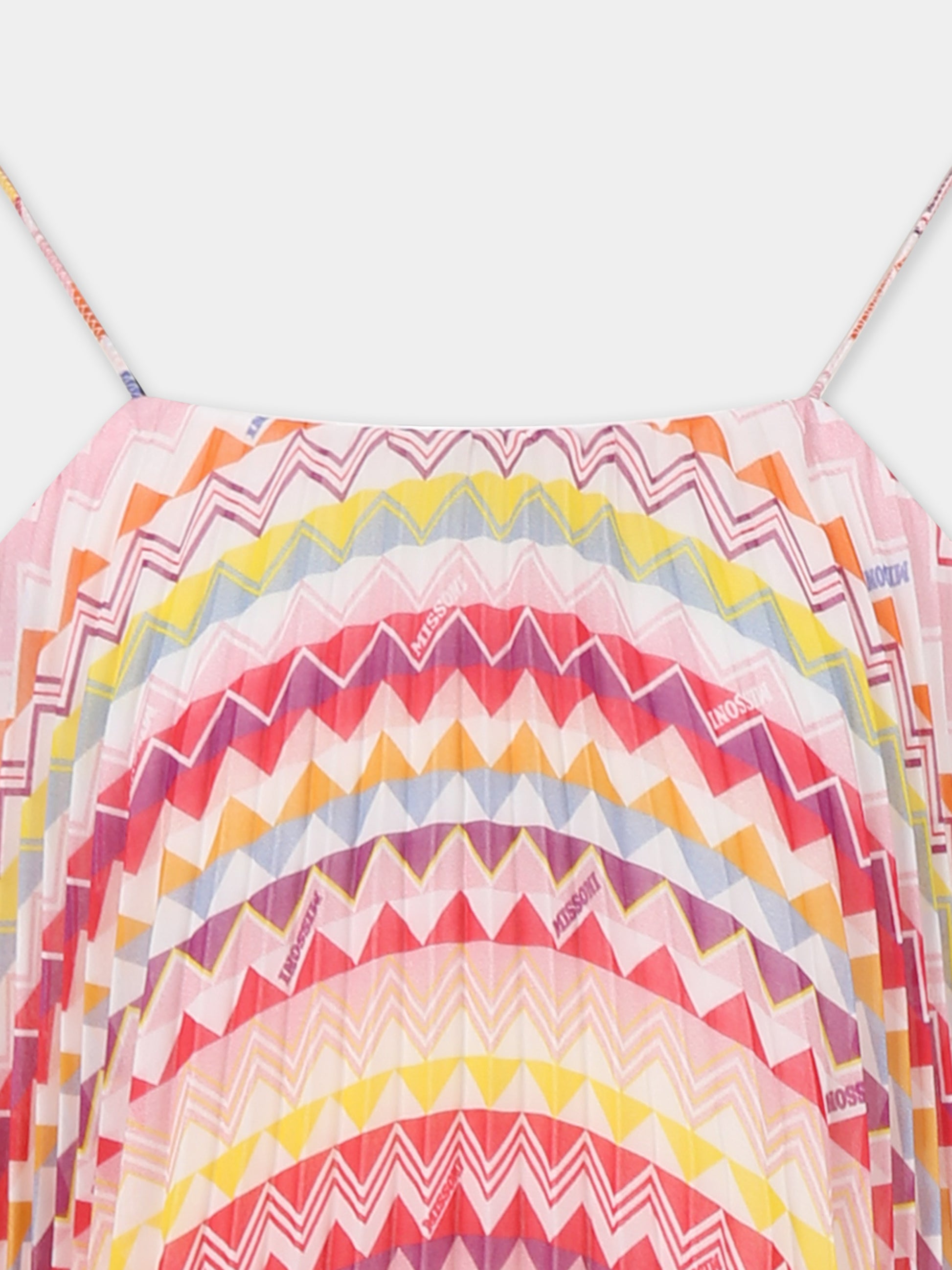 Vestito multicolor per bambina con motivo chevron,Missoni,MW1C21 K0229 999FU