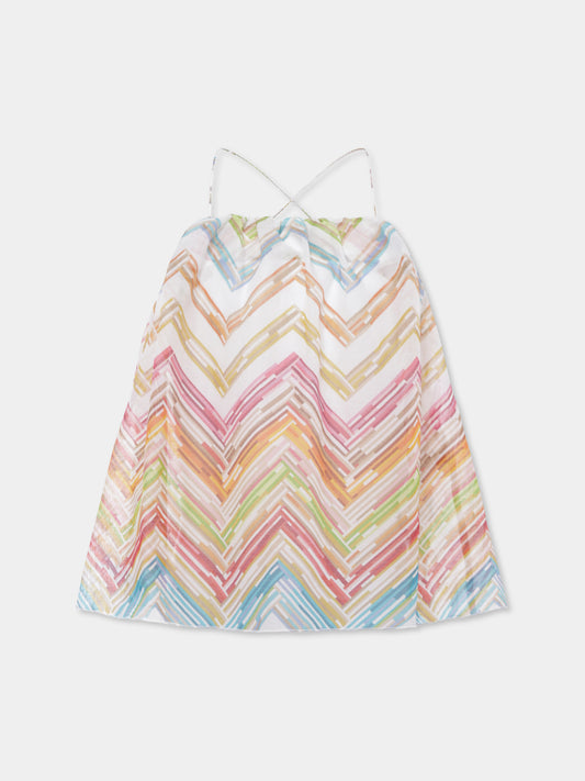 Top multicolor per bambina con motivo chevron