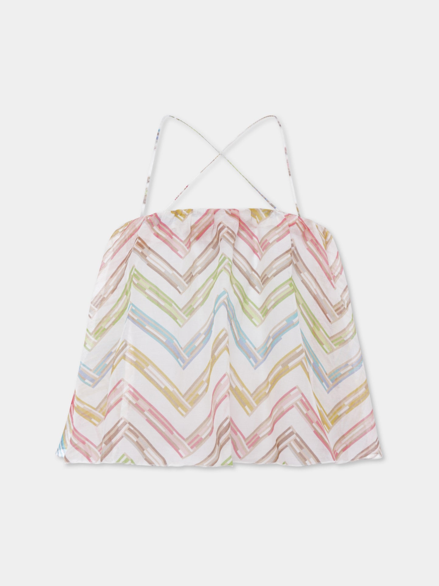Top multicolor per bambina con motivo chevron