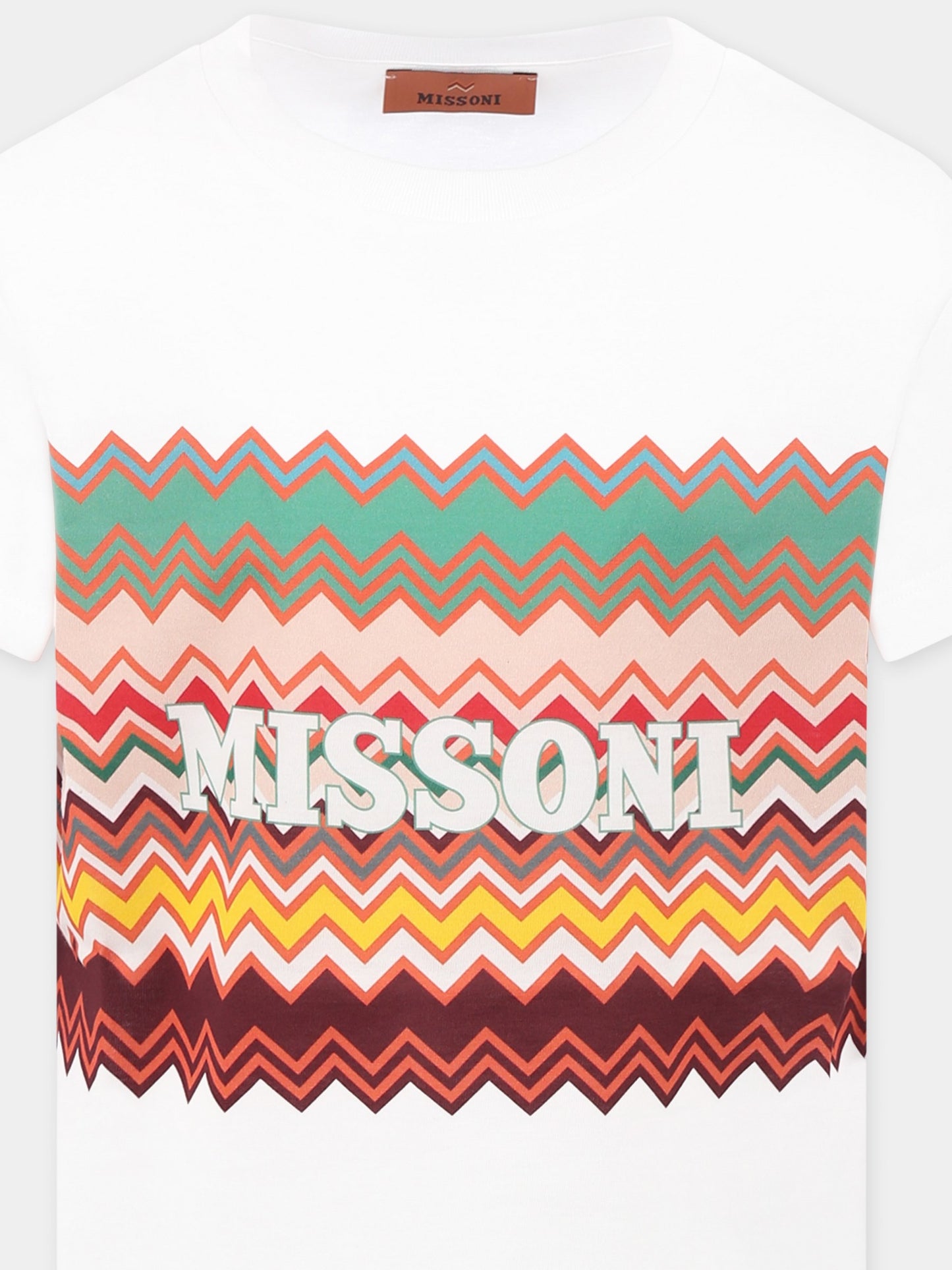 T-shirt bianca per bambino con logo e motivo chevron,Missoni,MW8Q81 J0177 100MC