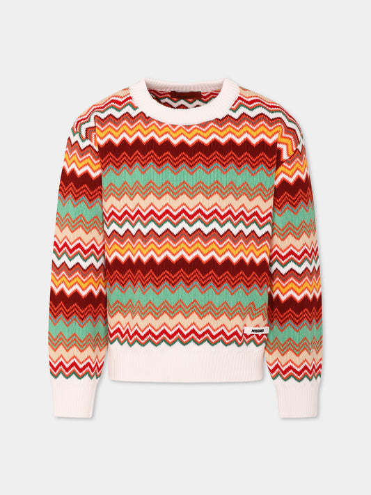 Maglione multicolor per bambino con motivo chevron,Missoni,MW9P20 X0208 999