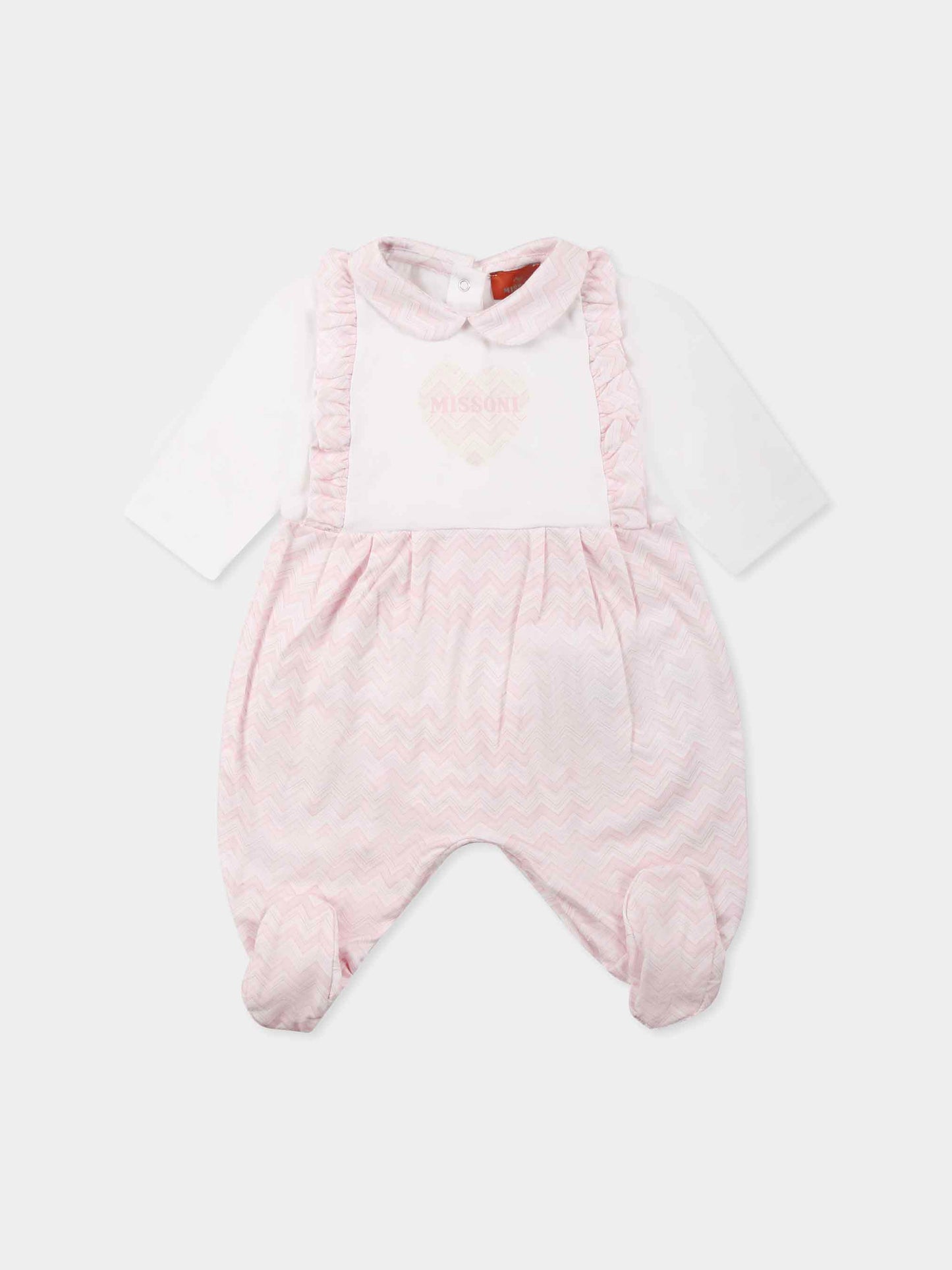 Set tutina rosa per neonata con logo e motivo chevron