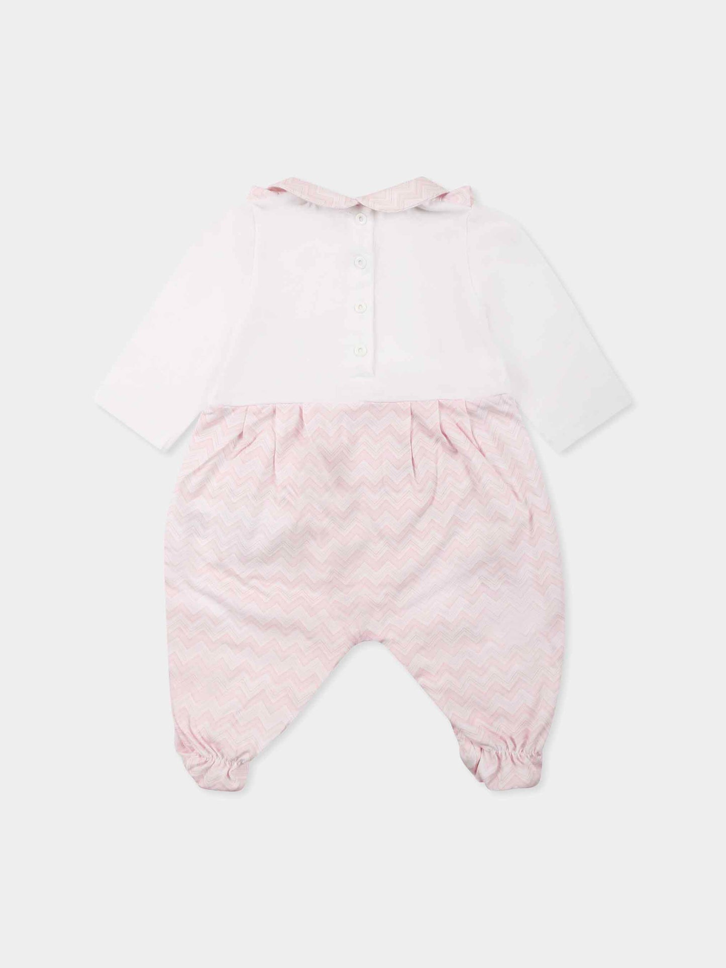 Set tutina rosa per neonata con logo e motivo chevron