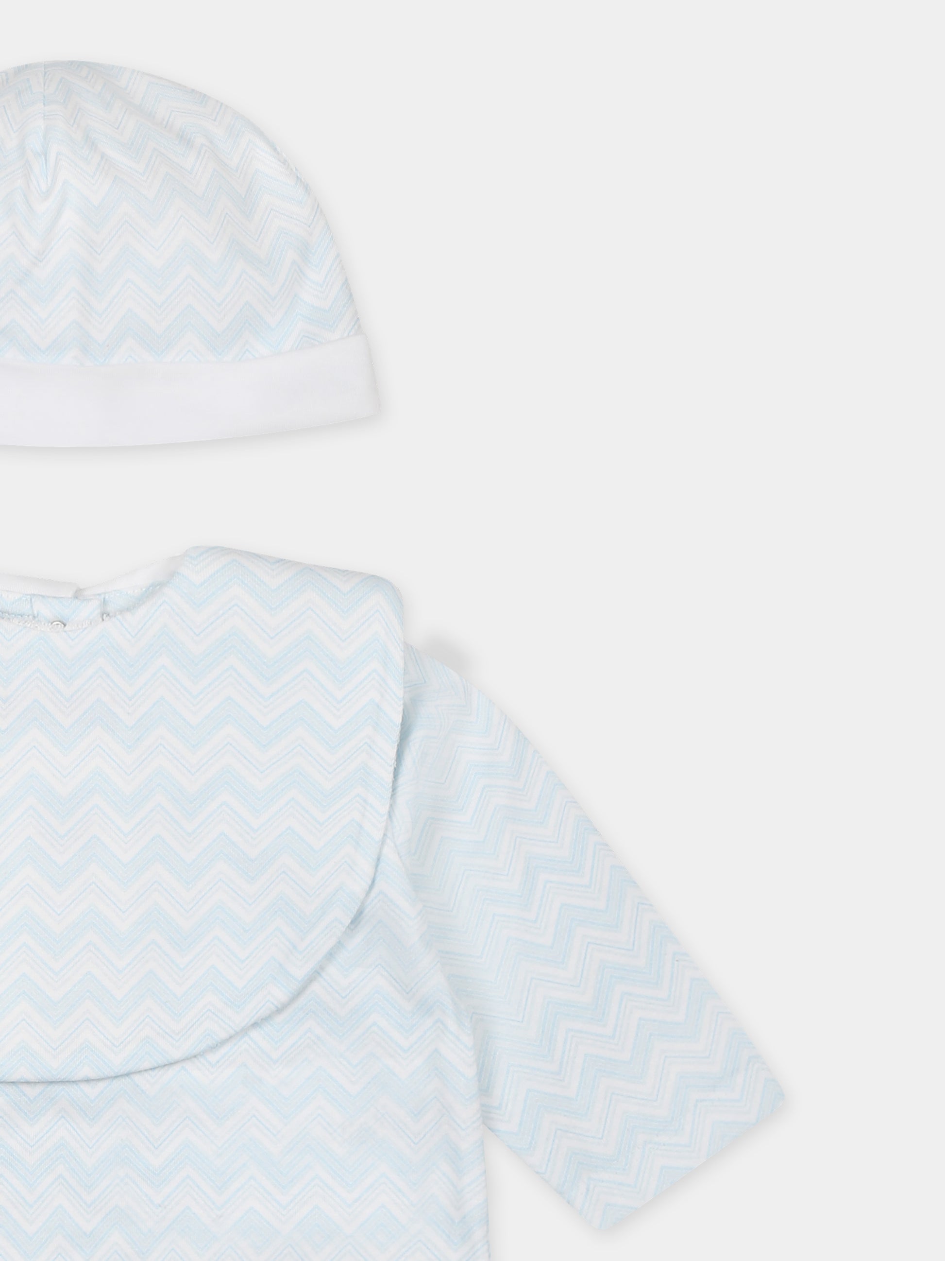 Set tutina celeste per neonato con motivo chevron,Missoni,MWB520 Z2972 100CE