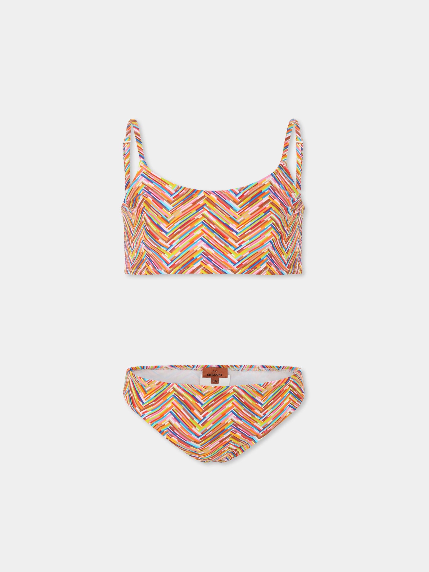 Bikini multicolor per bambina con motivo chevron