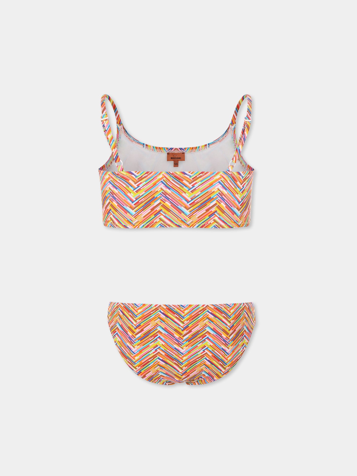 Bikini multicolor per bambina con motivo chevron